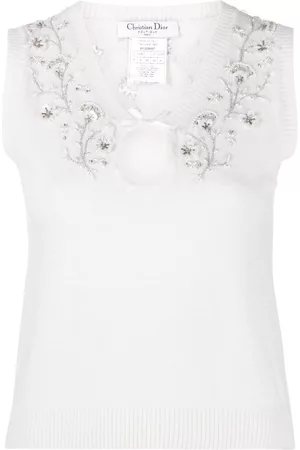 Dior Top tejido con bordado floral 2000