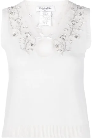 Dior Top tejido con bordado floral 2000