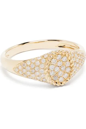 YVONNE LÉON Anillo de sello Baby Chevalier en oro amarillo de 9kt con diamante