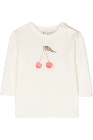 BONPOINT Playera manga larga con cerezas estampadas