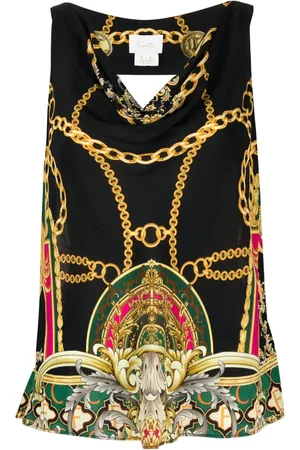 Camilla Top de seda con estampado gráfico
