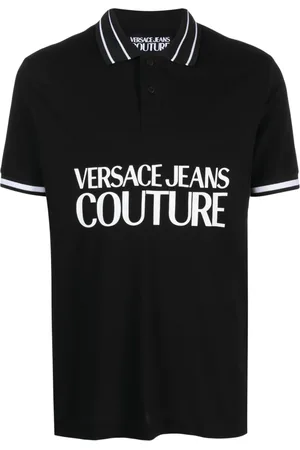 VERSACE Playera tipo polo con logo estampado