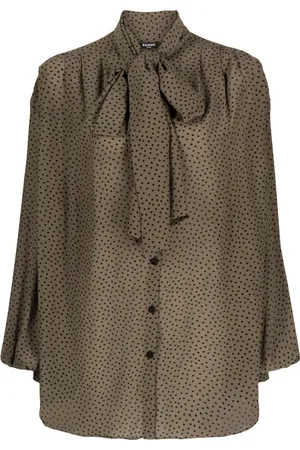 Balmain Blusa de seda con estampado de lunares
