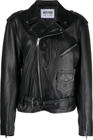 Moschino Chamarra biker con símbolo de paz