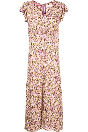 FAITHFULL THE BRAND Vestido midi Magdelena con cuello en V