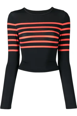 Cynthia Rowley Top mamga larga a rayas