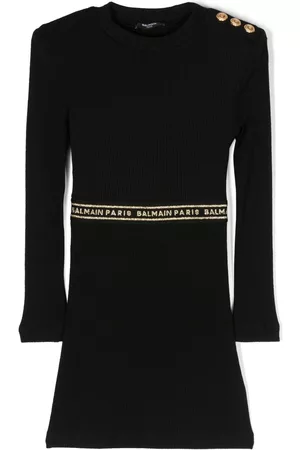 Balmain Vestido con logo en la cinturilla