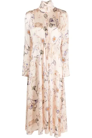 FORTE FORTE Vestido largo de seda con estampado gráfico