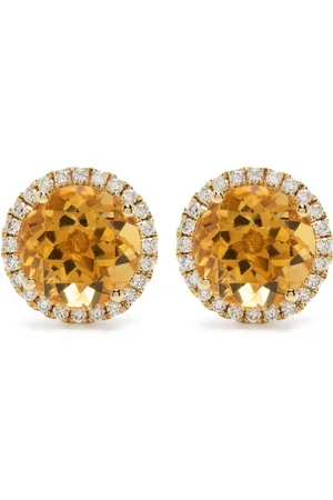 Kiki Mcdonough Aretes Grace en oro amarillo de 18kt con diamantes y citrino