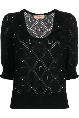 Twin-Set Top de punto Oval T con perlas