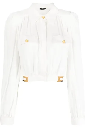 Elisabetta Franchi Blusa corta con placa del logo