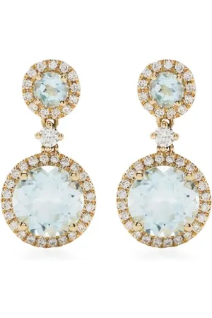 Kiki Mcdonough Aretes Grace en oro amarillo de 18kt con diamantes y topacio