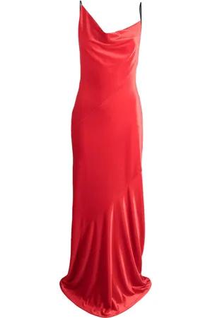 Serafini Vestido largo con cuello desbocado y diseño drapeado