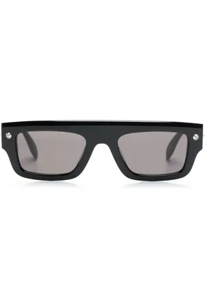 Alexander McQueen Lentes de sol con armazón rectangular y logo grabado