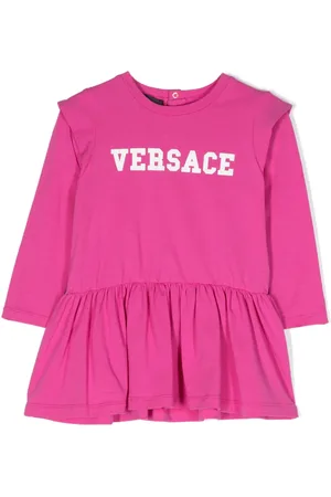 VERSACE Vestido manga larga con logo estampado