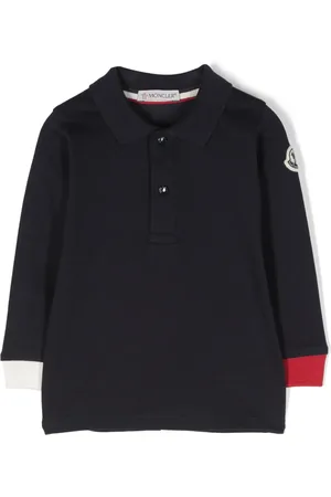 Moncler Playera tipo polo manga larga con parche del logo