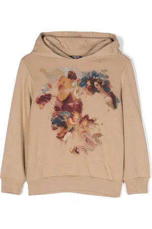 Balmain Hoodie con estampado gráfico y cordones