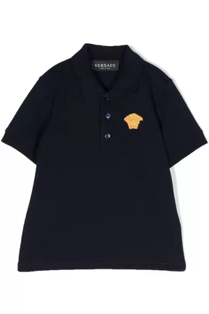 VERSACE Playera tipo polo con bordado Medusa