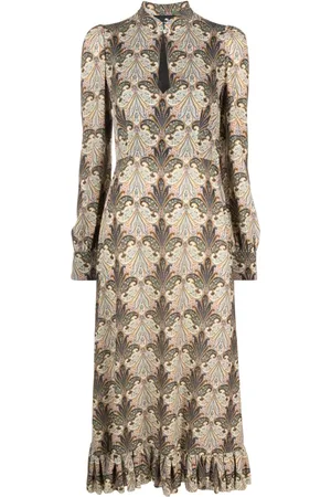 Etro Vestido midi de seda con estampado gráfico