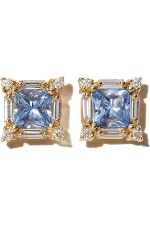 Suzanne Kalan Aretes en oro amarillo de 18kt con diamante y zafiro