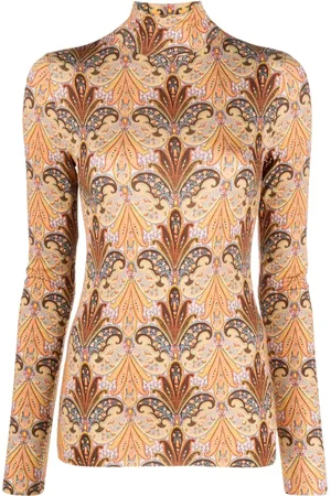 Etro Playera con estampado gráfico y cuello de tortuga