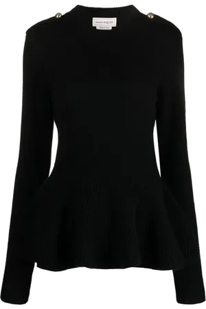 Alexander McQueen Suéter tejido de canalé con peplum