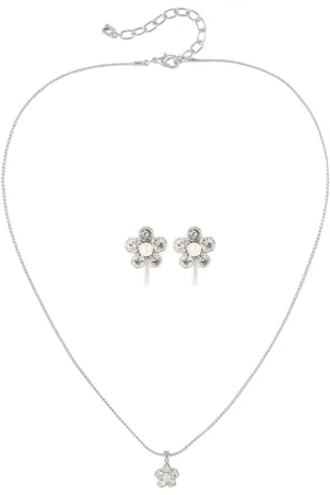 Nina Ricci Set de arete y collar con detalles de cristal 1980