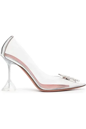 Amina Muaddi Zapatillas Begum Glass con tacón de 100mm