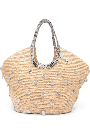 Paco rabanne Bolsa estilo cesta de rafia grande con logo