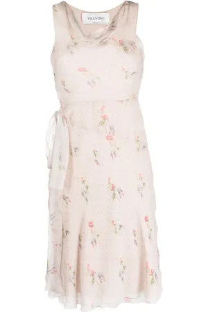 VALENTINO GARAVANI Vestido de seda con estampado floral 2000