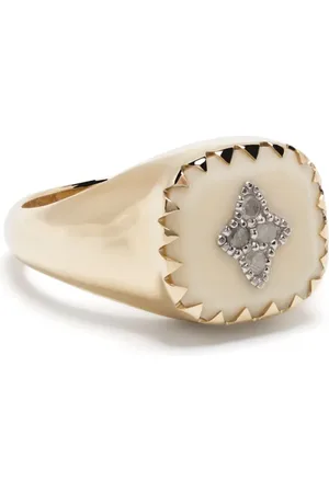 Pascale Monvoisin Anillo de sello Pierrot en oro amarillo de 9kt con diamantes y baquelita