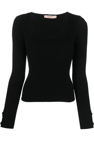 Twin-Set Top tejido de canalé con cuello redondo
