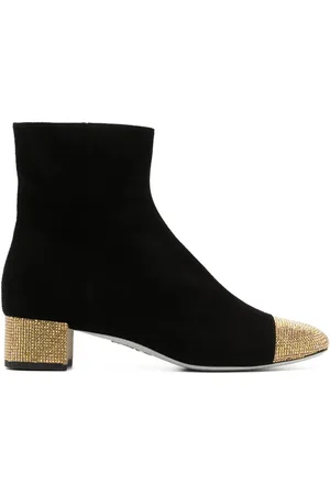RENE CAOVILLA Botines de gamuza con detalles de strass y tacón de 40mm
