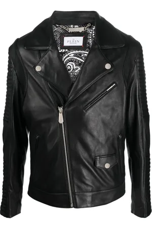 Philipp Plein Chamarra biker capitonada con logo en relieve