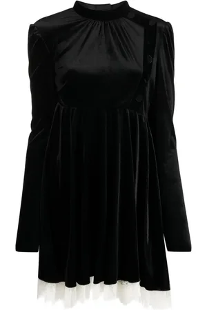 Serafini Vestido de terciopelo con diseño de pliegues