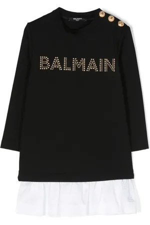Balmain Vestido estilo sudadera con logo y detalles