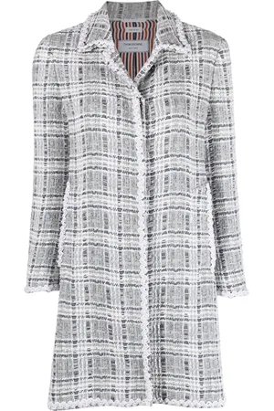 Thom Browne Abrigo de tweed con apliques de crochet