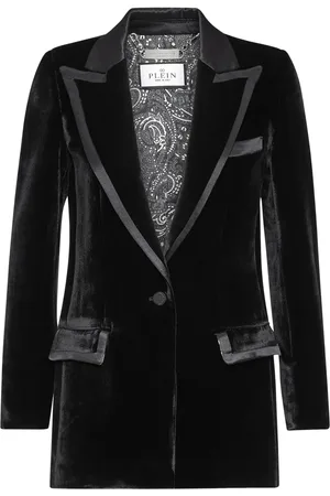 Philipp Plein Blazer de terciopelo con ribete en contraste