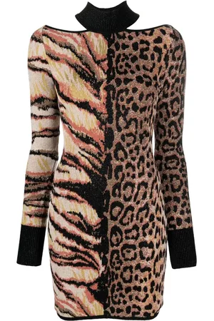 Roberto Cavalli Vestido midi con animal print
