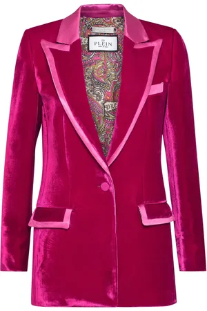 Philipp Plein Blazer de terciopelo con ribete en contraste