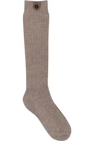 Brunello Cucinelli Calcetines de canalé con hilos metalizado