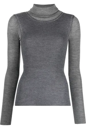 R13 Top de canalé con cuello vuelto
