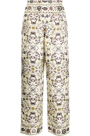 Tory Burch Pantalones de seda con estampado gráfico