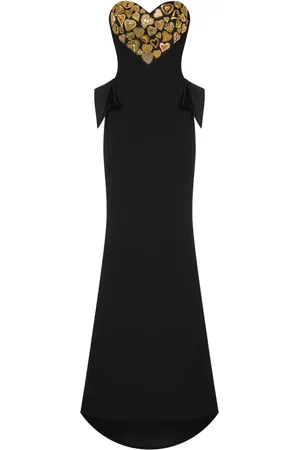Moschino Vestido largo con diseño bordado y cuello en V