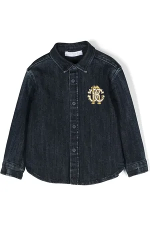 Roberto Cavalli Camisa de mezclilla con logo bordado