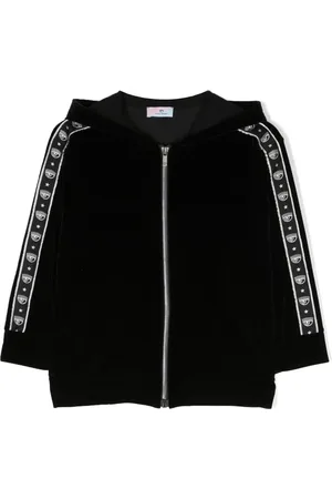 Chiara Ferragni Hoodie con cierre y ribete del logo
