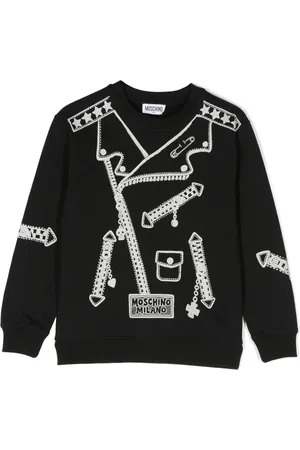 Moschino Sudadera con chamarra biker estampada