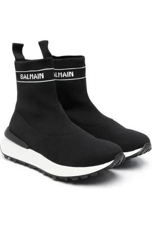 Balmain Tenis altos de malla con logo en intarsia