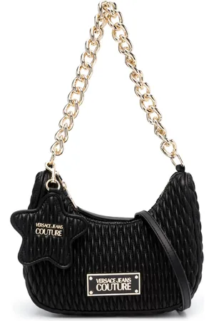 VERSACE Bolsa de hombro capitonada con placa del logo