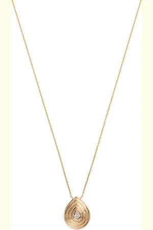 Dana Rebecca Designs Collar Nana Bernice Groove Teardrop en oro amarillo de 14kt con diamante